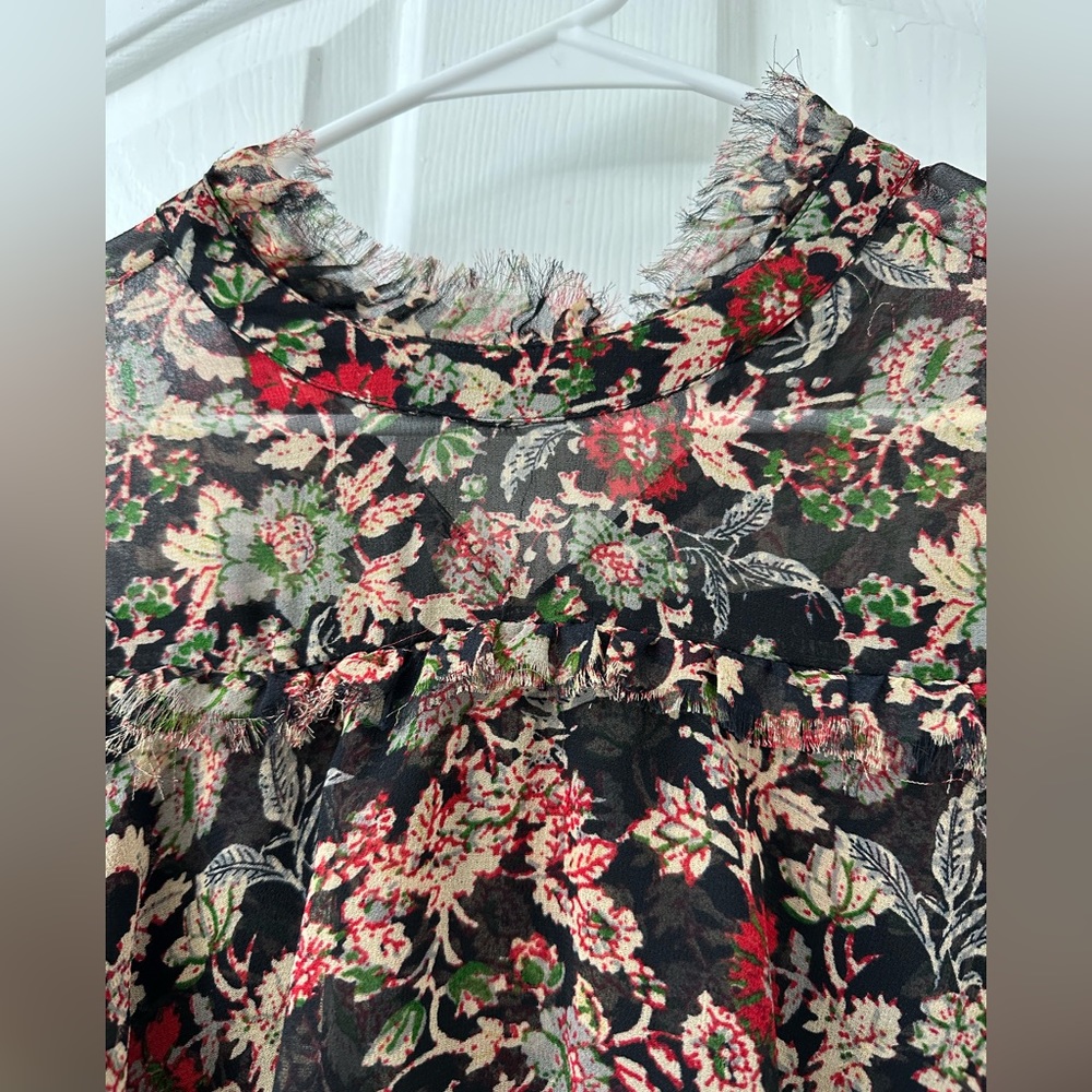 Zara Floral Raw Hem Mini Dress - Picture 2 of 6